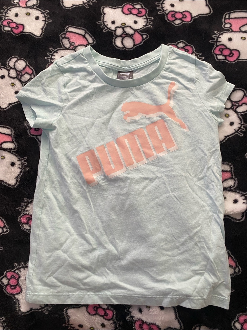 Puma Light Blue Short Sleeve Tee with Pink Logo